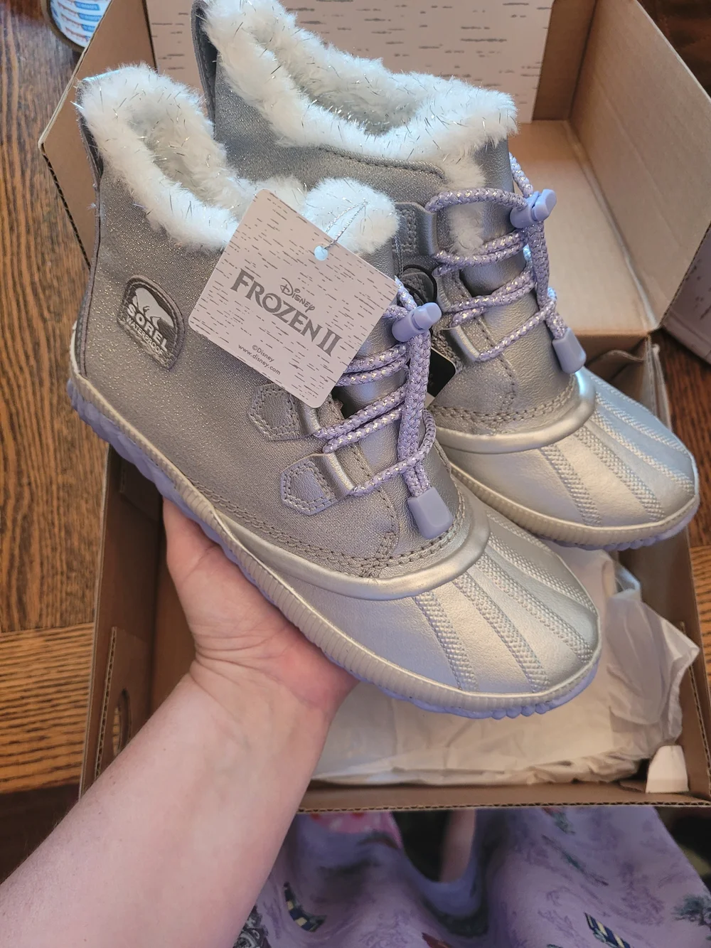 Sorel X Disney Frozen Kids' Silver Cozy Winter Boot Waterproof Size 6